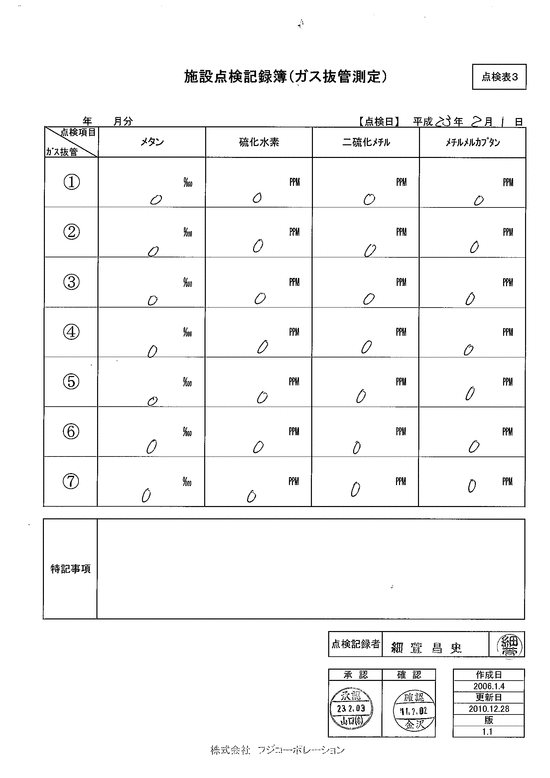 施設点検記録簿0