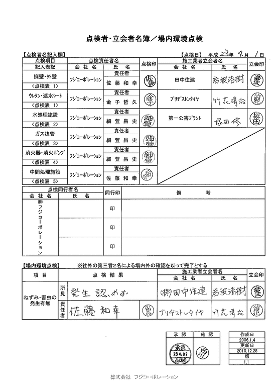 施設点検記録簿0