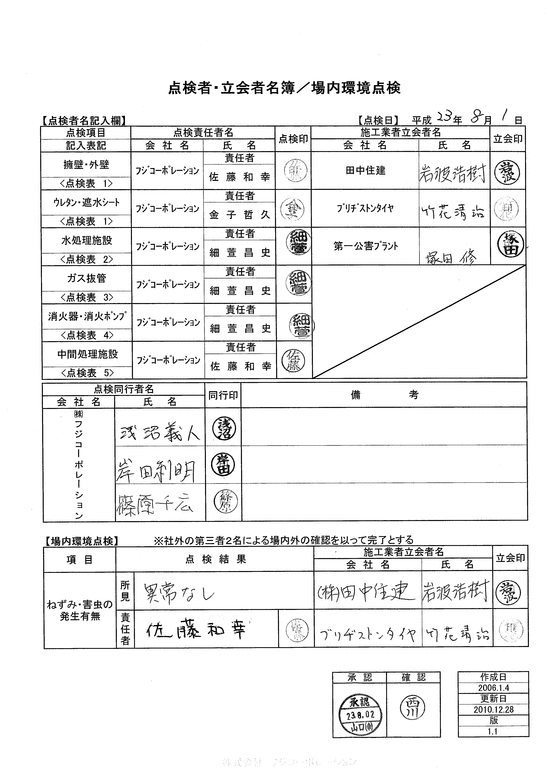 施設点検記録簿0