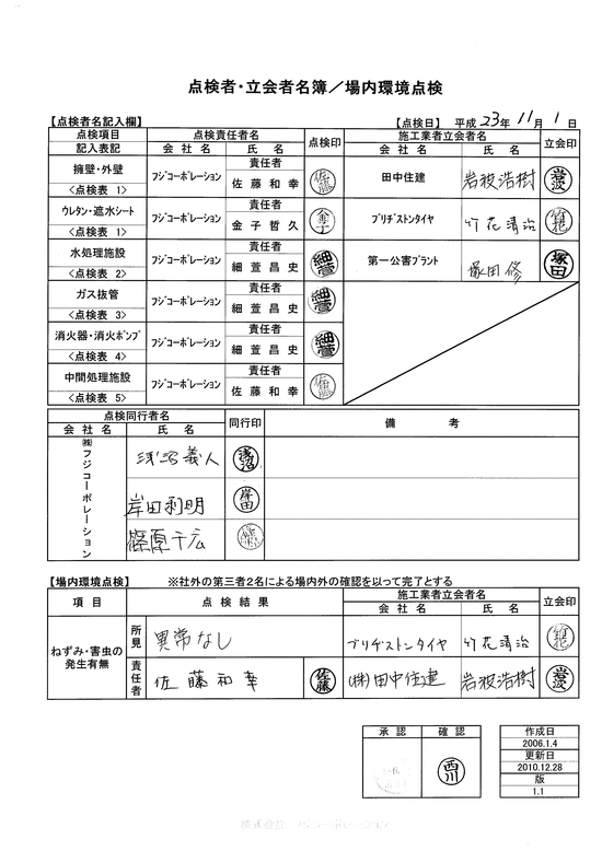 施設点検記録簿0