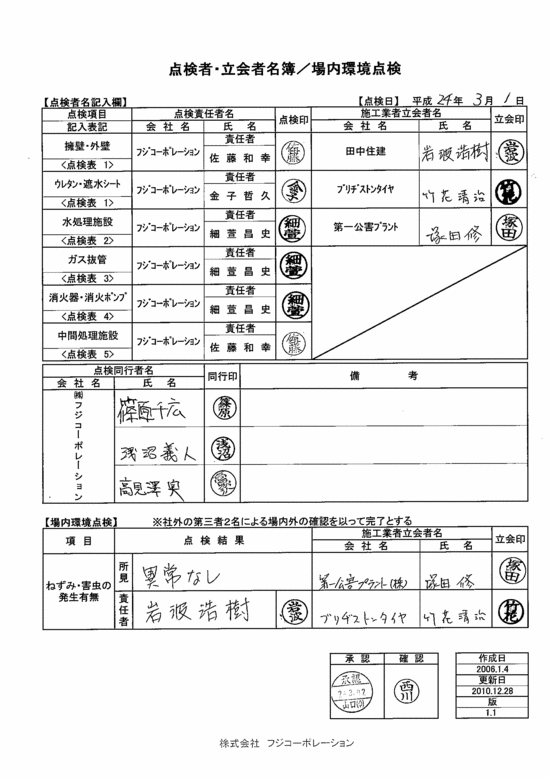 施設点検記録簿0