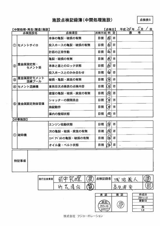 施設点検 - 中間処理施設