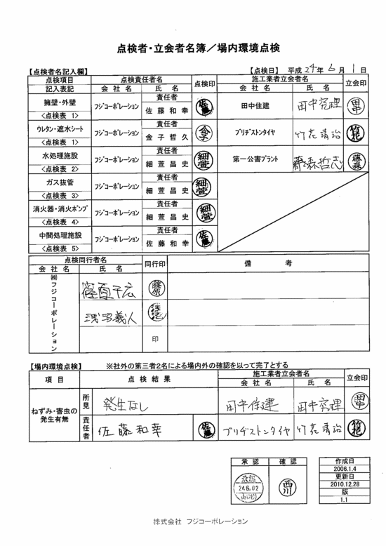 施設点検記録簿0