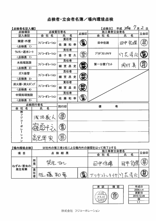 施設点検記録簿0