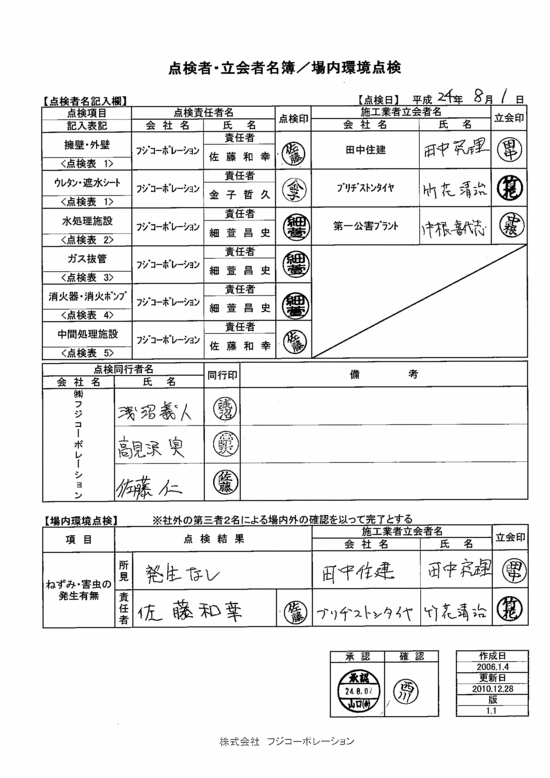 施設点検記録簿0