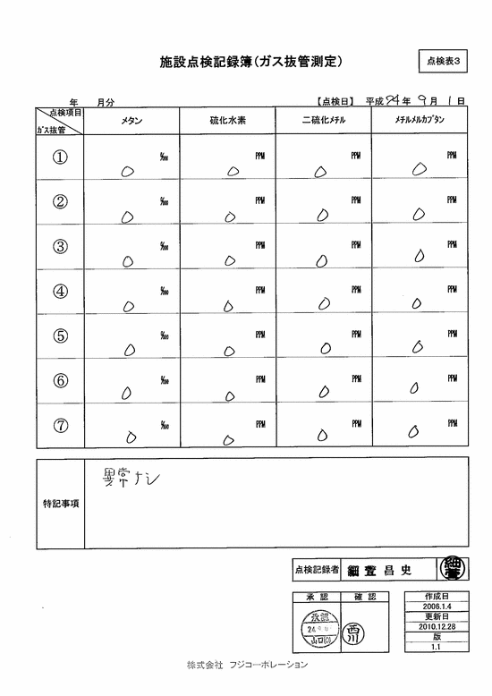 施設点検記録簿0