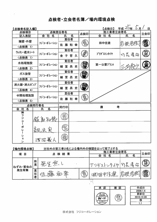 施設点検記録簿0