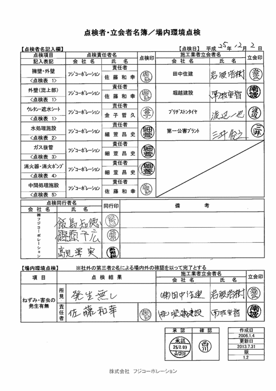 施設点検記録簿0