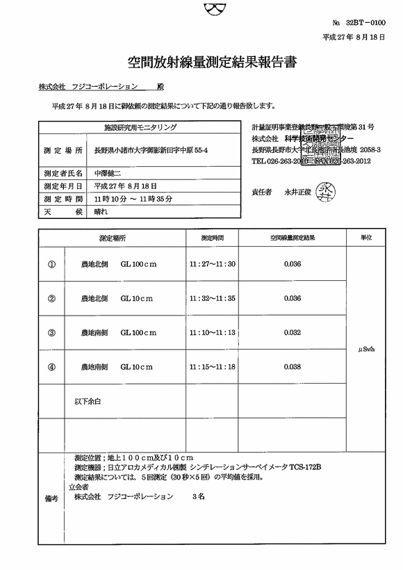 空間放射線量 - 最終処分場内