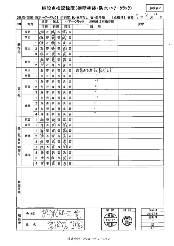 施設点検 - 点検者名一覧
