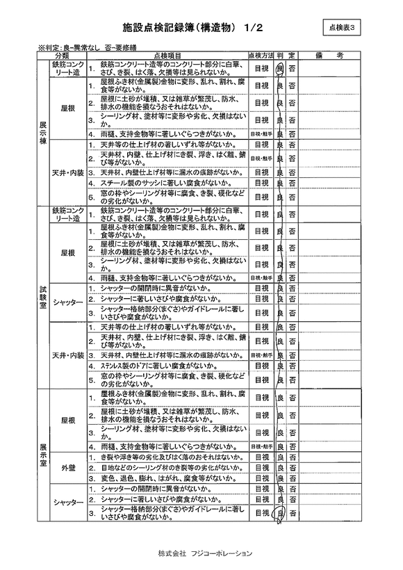 施設点検 - 点検者名一覧
