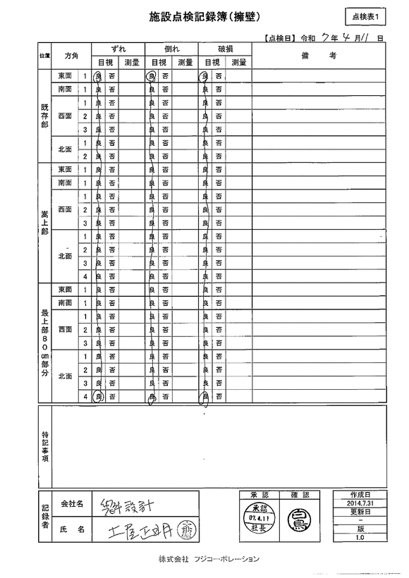 施設点検 - 点検者名一覧