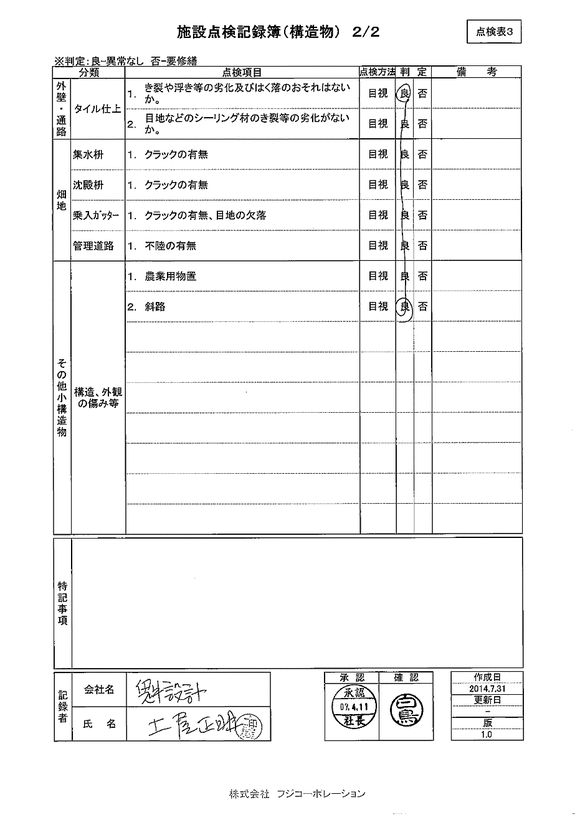 施設点検 - 点検者名一覧
