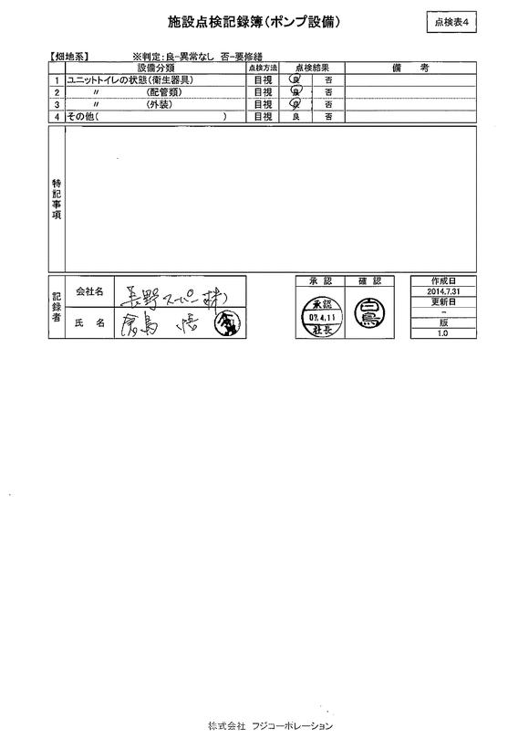 施設点検 - 点検者名一覧
