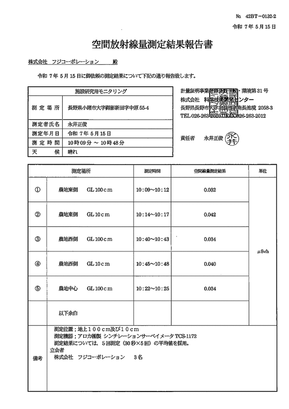 空間放射線量 - 最終処分場内