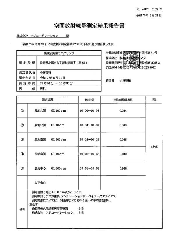 空間放射線量 - 最終処分場内