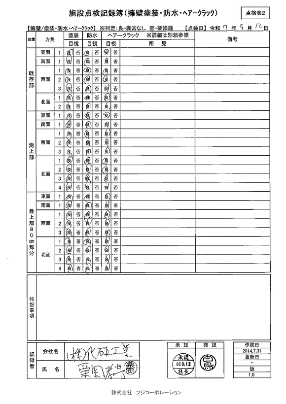 施設点検 - 点検者名一覧
