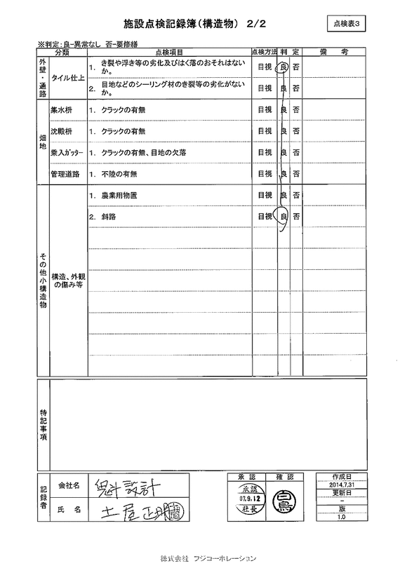 施設点検 - 点検者名一覧