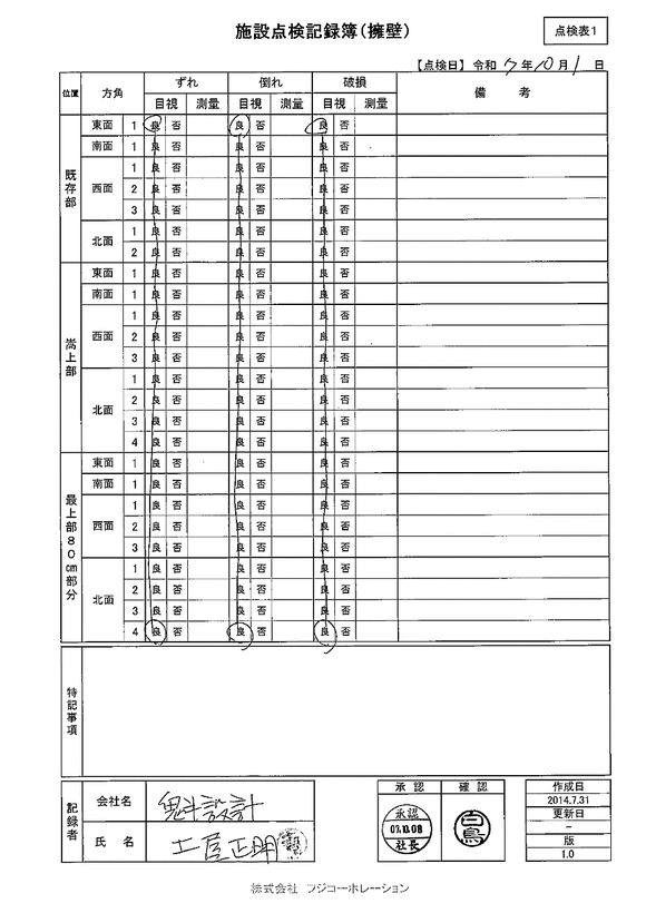 施設点検 - 点検者名一覧