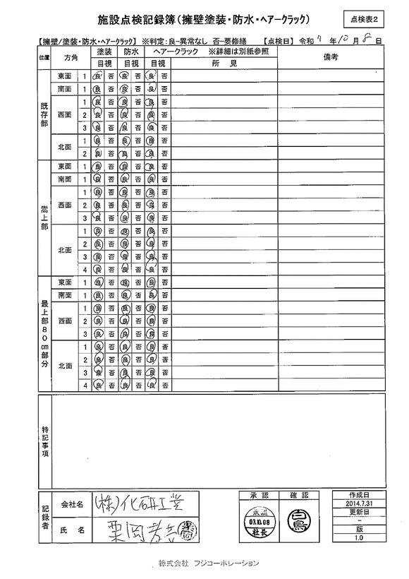 施設点検 - 点検者名一覧