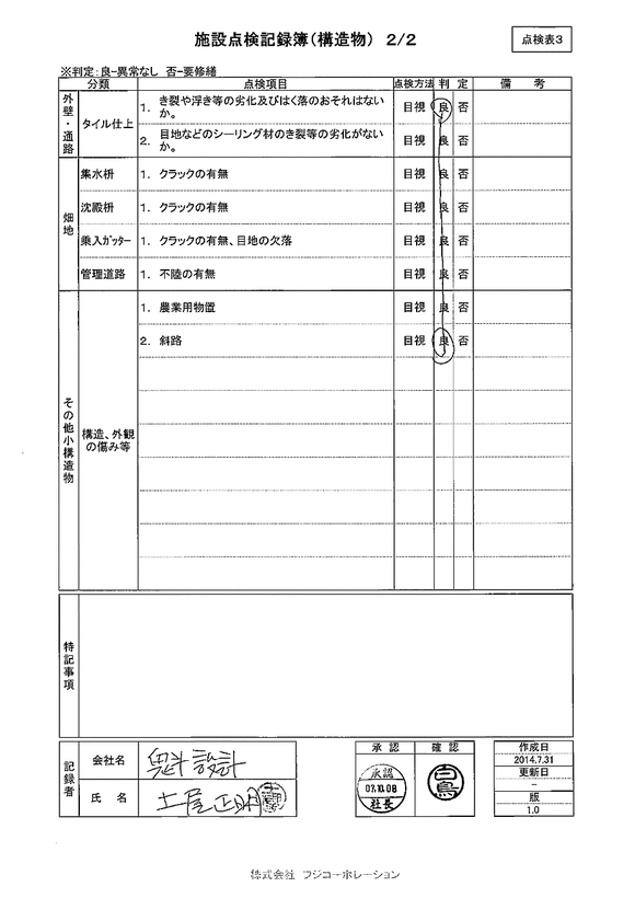 施設点検 - 点検者名一覧