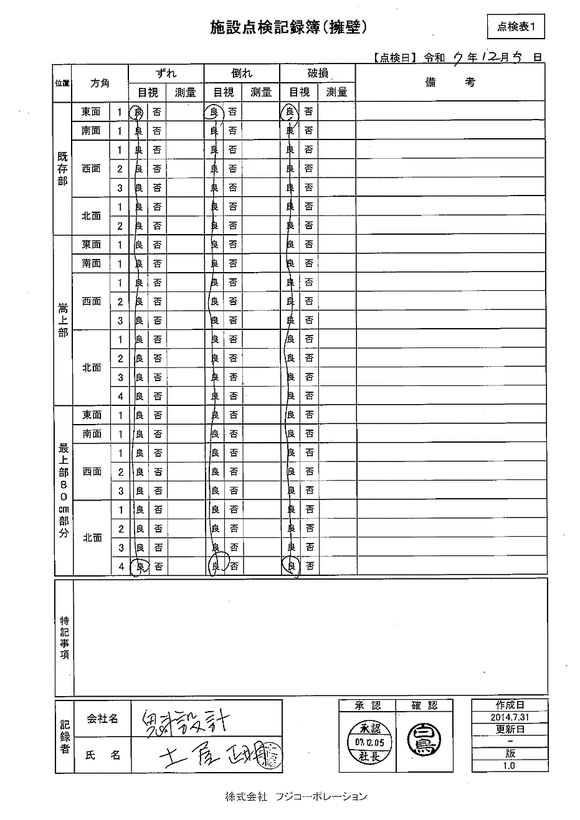 施設点検 - 点検者名一覧