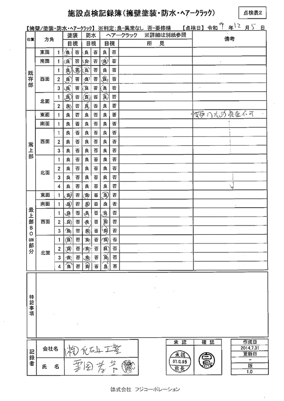 施設点検 - 点検者名一覧