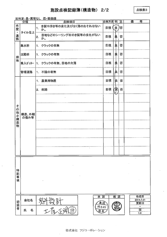 施設点検 - 点検者名一覧