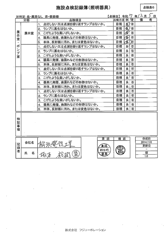 施設点検 - 点検者名一覧