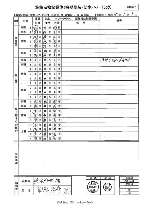 施設点検 - 点検者名一覧
