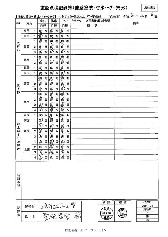 施設点検 - 点検者名一覧