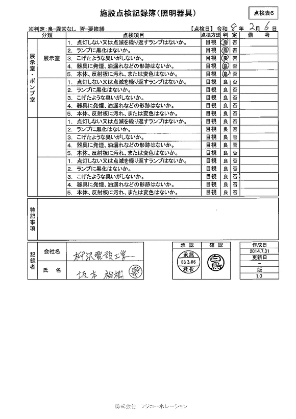 施設点検 - 点検者名一覧