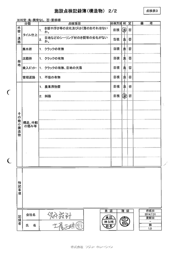 施設点検 - 点検者名一覧