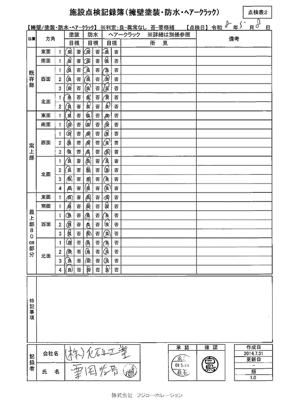 施設点検 - 点検者名一覧
