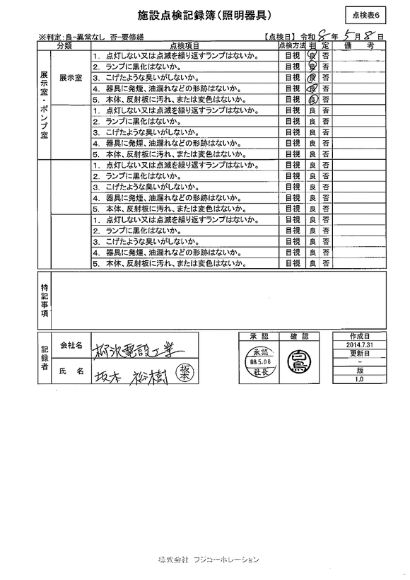 施設点検 - 点検者名一覧