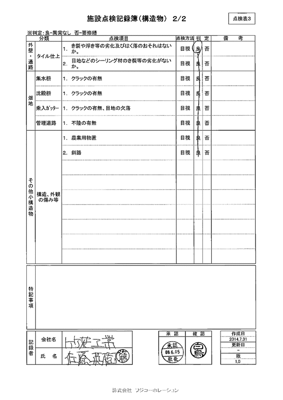 施設点検 - 点検者名一覧