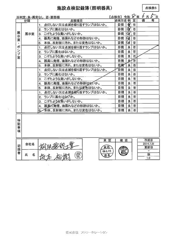 施設点検 - 点検者名一覧