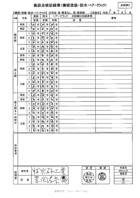 施設点検 - 点検者名一覧