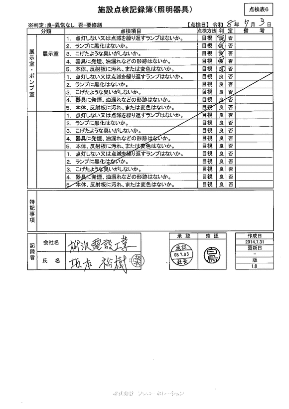 施設点検 - 点検者名一覧